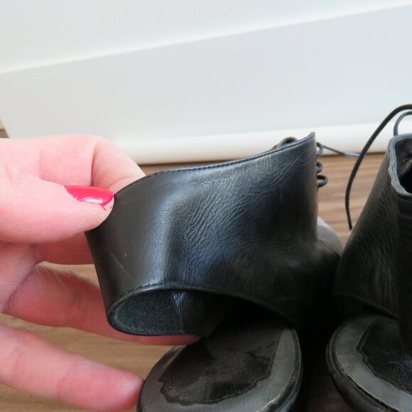 VINTAGE CHRISTIAN DIOR Black Gray Suede Leather Point Toe Wedge Slingback Shoes - Picture 13 of 16